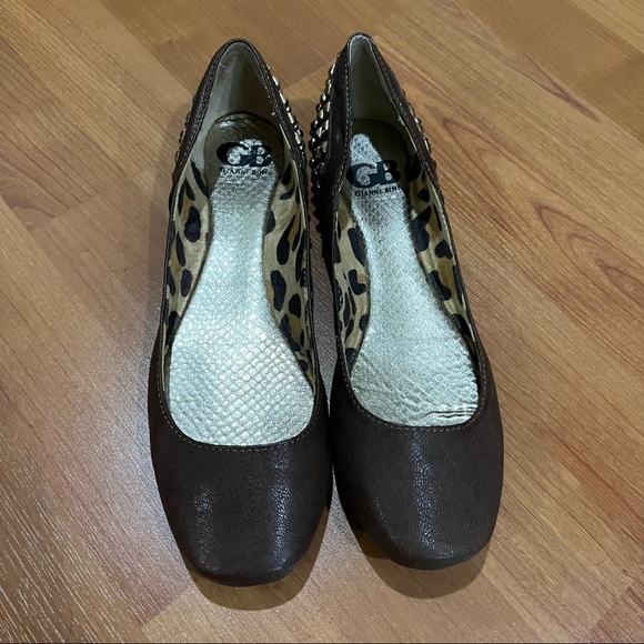 GB Gianni Bini | Gold Stud Brown Leather Flats - Picture 2 of 5